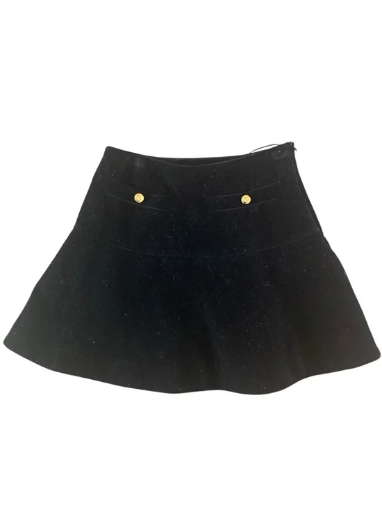 Celine Black Velvet Skort Gold Button Mini Skirt Shorts Made in Italy FR 36 - Picture 4 of 11